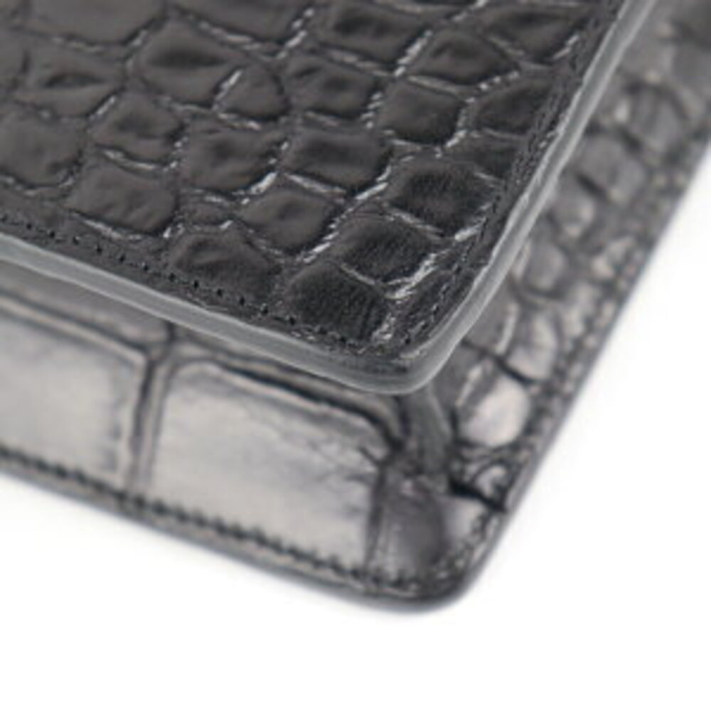 Celine briefcase flap Business Carry handbag shoulder embossed Crocodile black - Picture 5 of 9